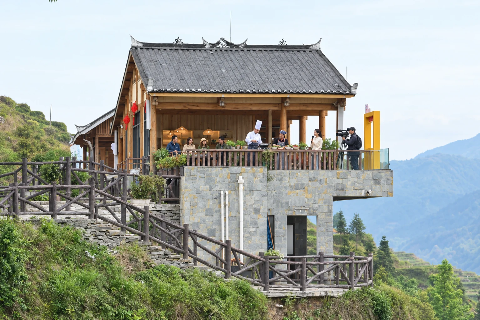 依据加榜现有咖啡观景建筑设计的户外直播厨房概念