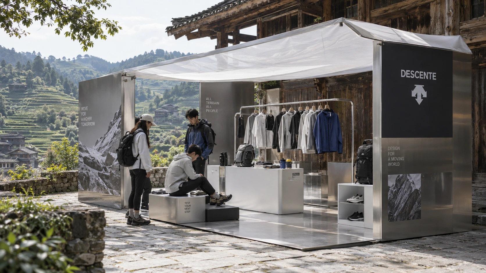 Descente可拆铝构运动快闪店概念