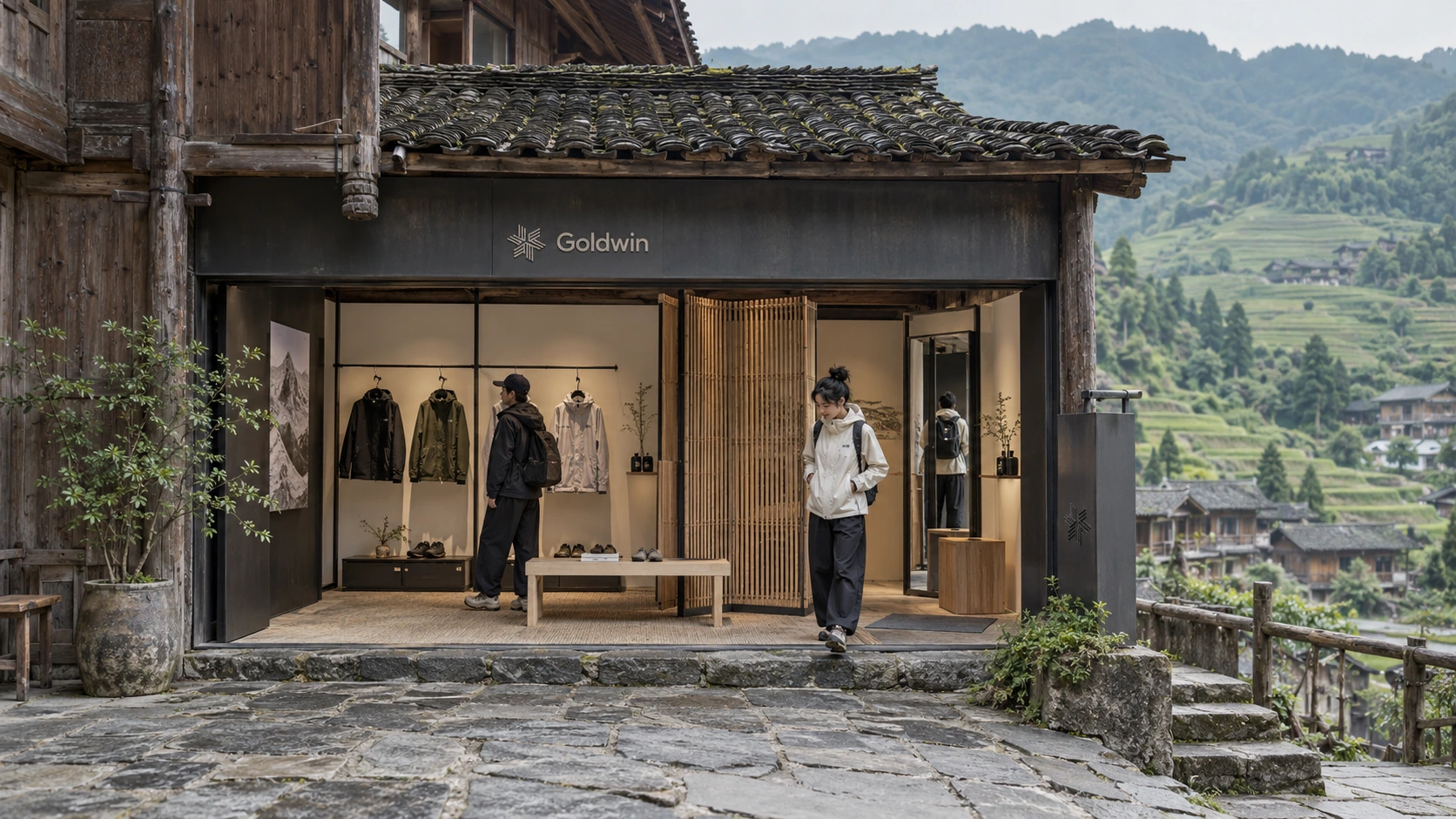 Goldwin竹屏与黑钢微型快闪店概念