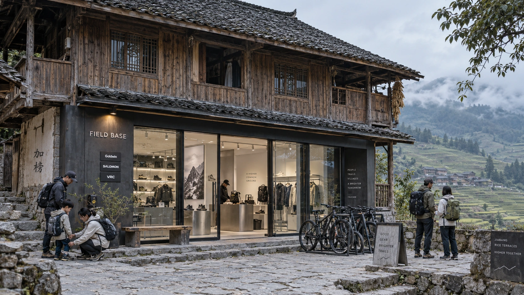 沿用地方木构瓦屋外观的加榜品牌总站概念